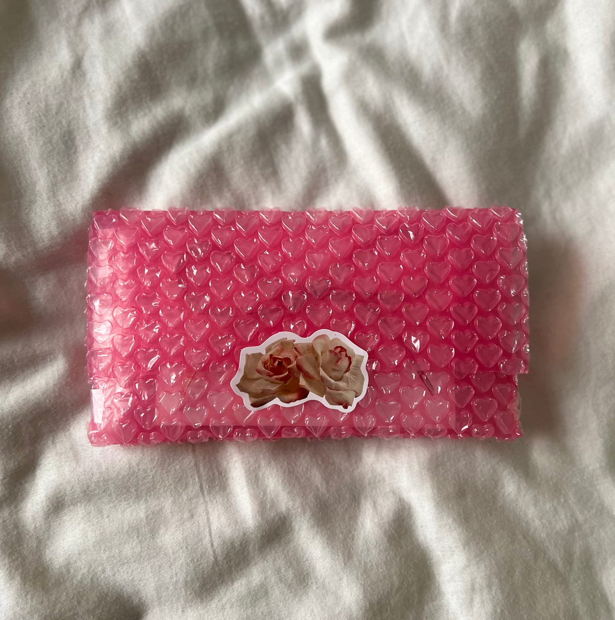 heart + ribbon envelope (sheer burgundy)