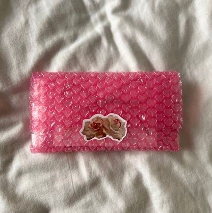 heart + ribbon envelope (sheer burgundy)
