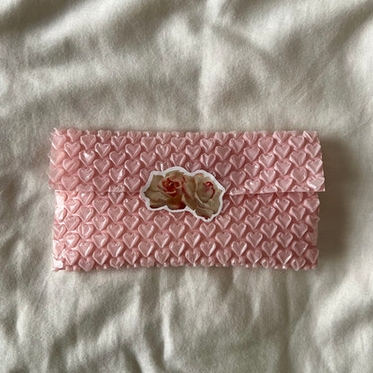 heart + ribbon envelope (sheer burgundy)