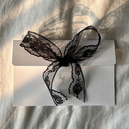 heart + ribbon envelope (black lace)