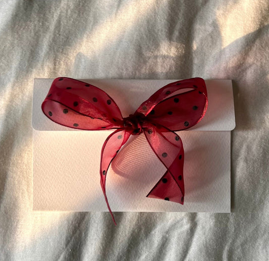 heart + ribbon envelope (sheer burgundy)