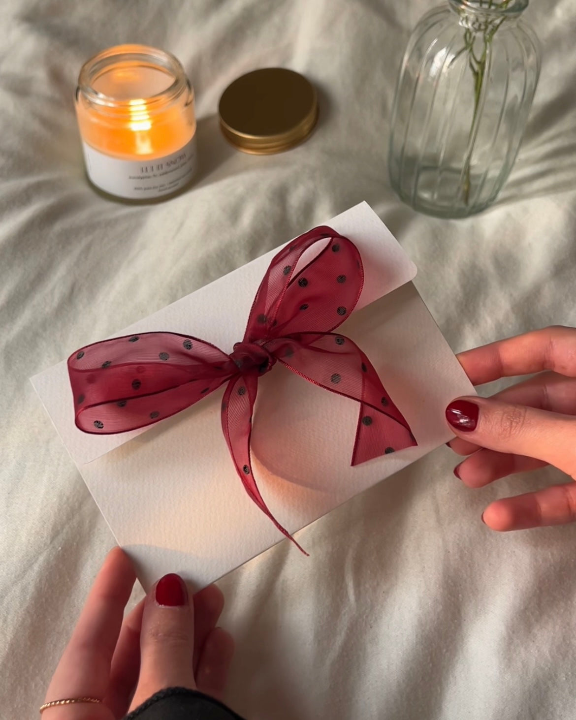 heart + ribbon envelope (sheer burgundy)
