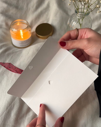 heart + ribbon envelope (gold satin)