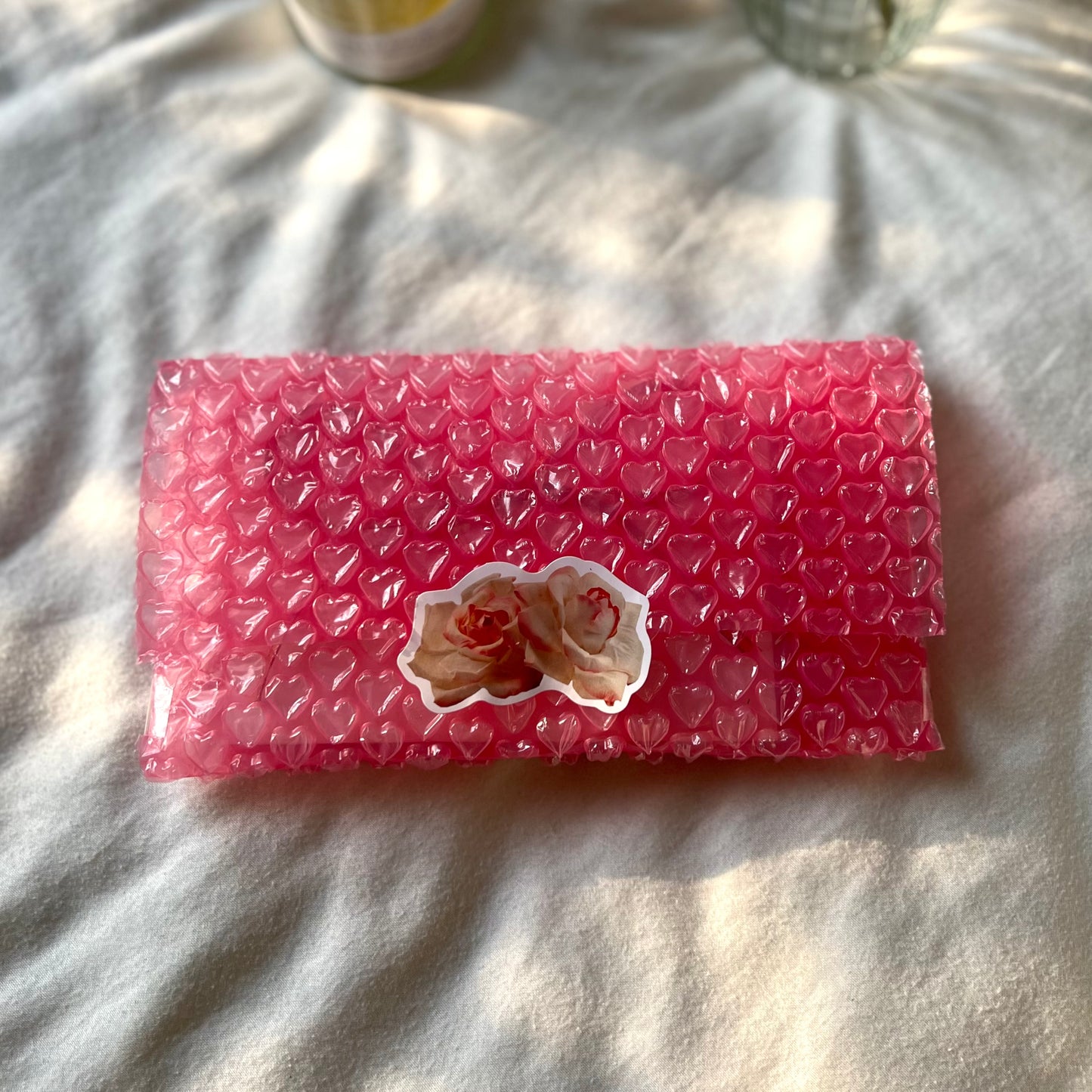 heart + ribbon envelope (gold satin)