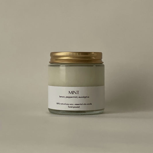 mint scented candle (glass jar)